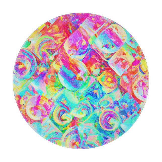 Colourful Vivid Abstraction Pattern Cutting Board (Front)