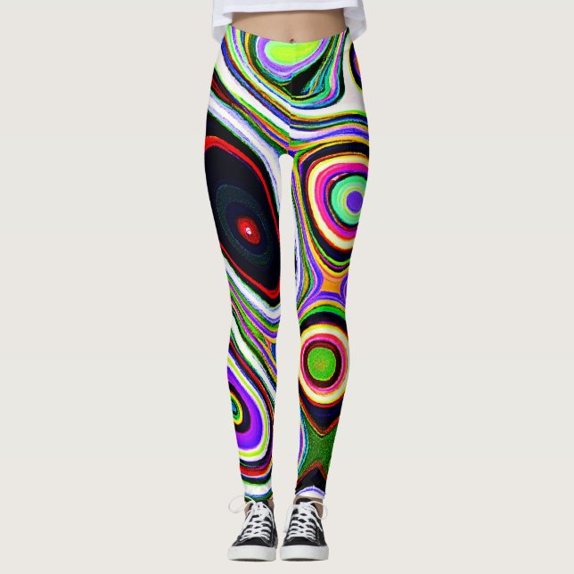 Colourful Vivid Abstraction Pattern Leggings (Front)