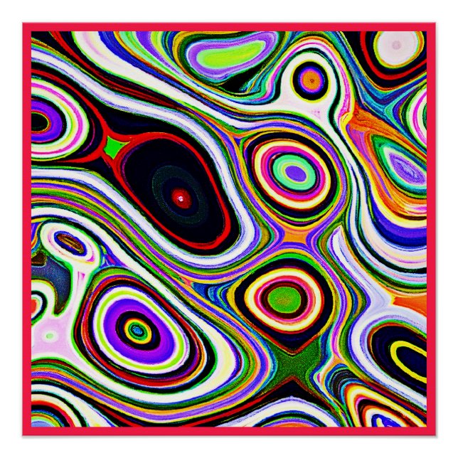 Colourful Vivid Abstraction Pattern Poster (Front)