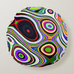 Colourful Vivid Abstraction Pattern Round Cushion