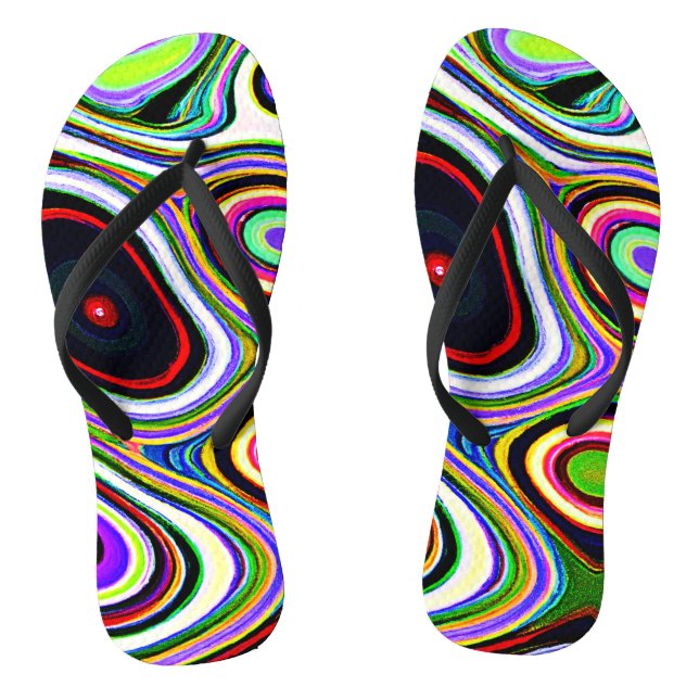Colourful Vivid Abstraction Pattern Thongs (Footbed)