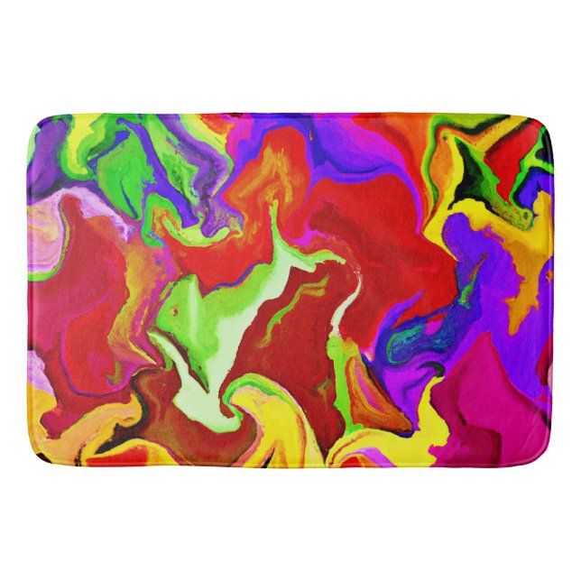 Colourful Vivid Abstractions Pattern Bath Mat (Front)