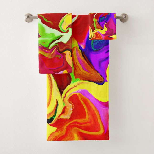 Colourful Vivid Abstractions Pattern Bath Towel Set (Insitu)