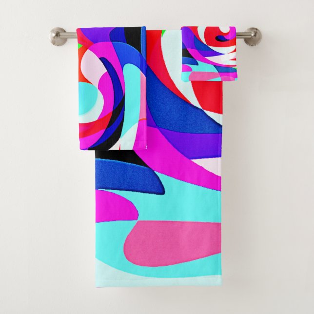 Colourful Vivid Abstractions Pattern Bath Towel Set (Insitu)