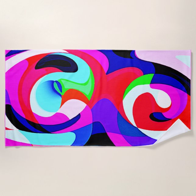Colourful Vivid Abstractions Pattern Beach Towel (Front)