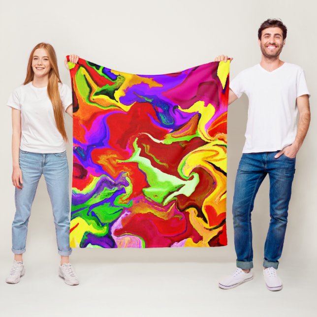 Colourful Vivid Abstractions Pattern Fleece Blanket (In Situ)