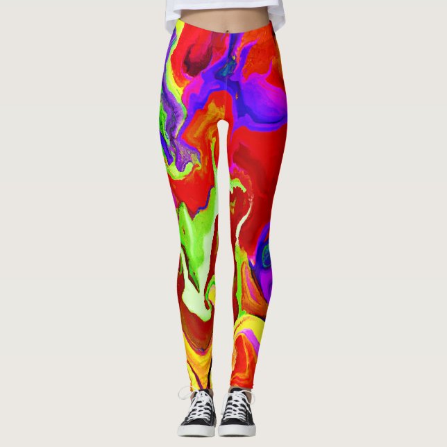 Colourful Vivid Abstractions Pattern Leggings (Front)