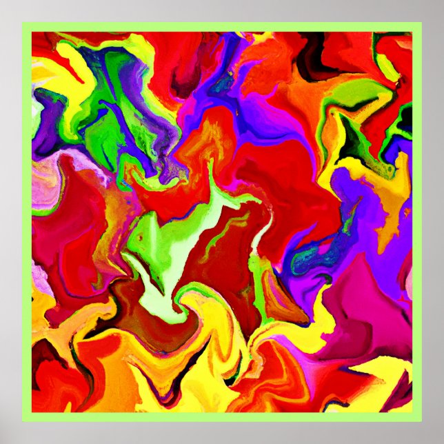Colourful Vivid Abstractions Pattern Poster (Front)