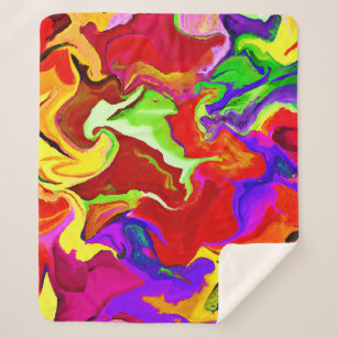 Colourful Vivid Abstractions Pattern Sherpa Blanket