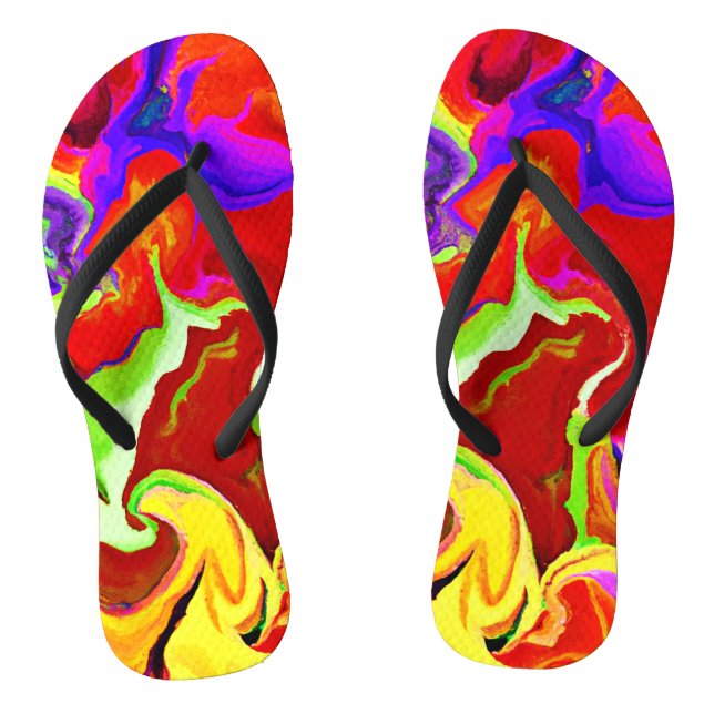 Colourful Vivid Abstractions Pattern Thongs (Footbed)