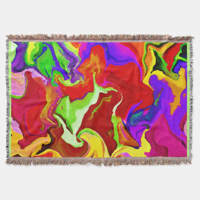 Colourful Vivid Abstractions Pattern Throw Blanket (Front)