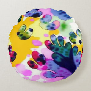 Colourful vivid design round cushion