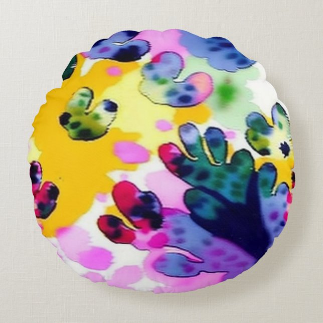 Colourful vivid design  round cushion (Front)