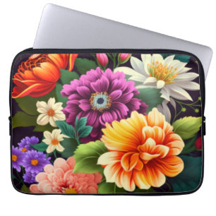 Colourful vivid flowers laptop sleeve