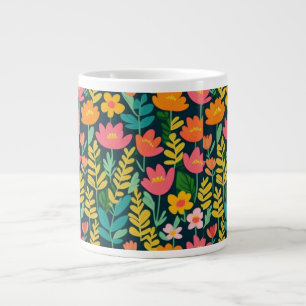 Colourful vivid flowers large coffee mug
