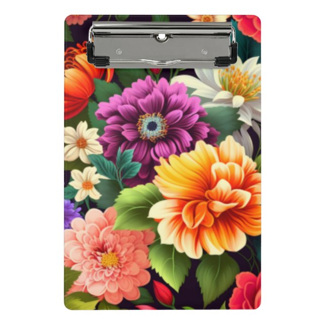 Colourful vivid flowers mini clipboard (Front)