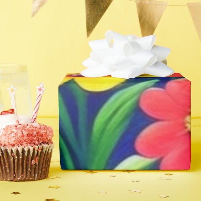 Colourful vivid flowers  Wrapping Paper (Birthday Party)