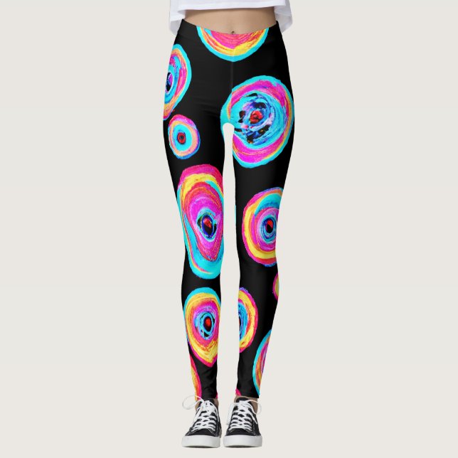 Colourful Vivid Pattern Design Leggings (Front)