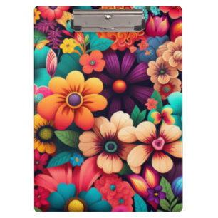 Colourful vivid  vintage flowers clipboard