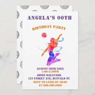 Colourful Volleyball Birthday Party Invites