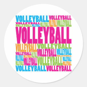 Colourful Volleyball Classic Round Sticker