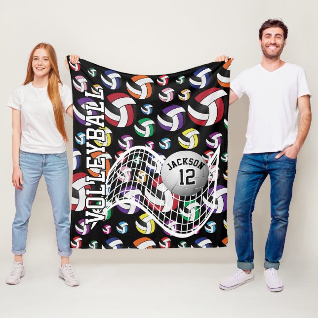 Colourful Volleyball Pattern Fleece Blanket (In Situ)