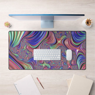 Colourful Vortex Abstract Trippy Spiral Fractal Desk Mat