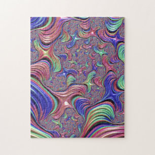 Colourful Vortex Abstract Trippy Spiral Fractal Jigsaw Puzzle