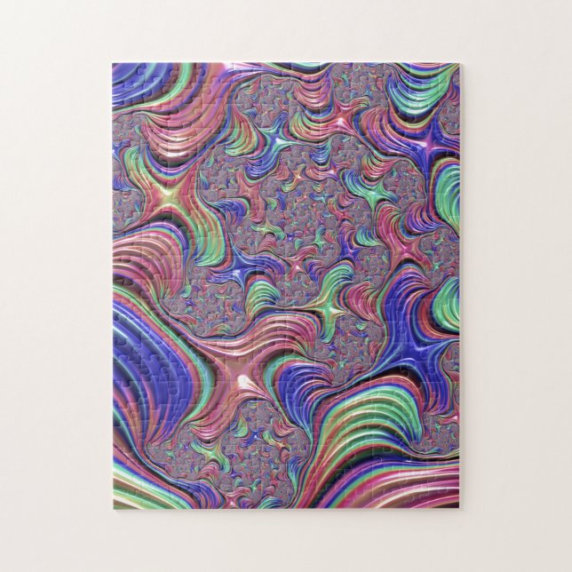 Colourful Vortex Abstract Trippy Spiral Fractal Jigsaw Puzzle (Vertical)