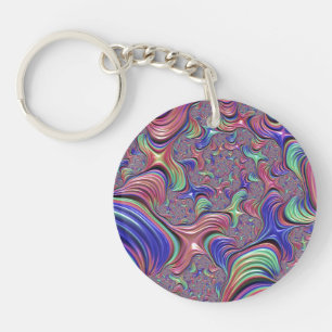 Colourful Vortex Abstract Trippy Spiral Fractal Key Ring