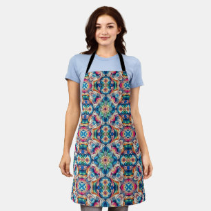 Colourful Vortex Tile Pattern Apron