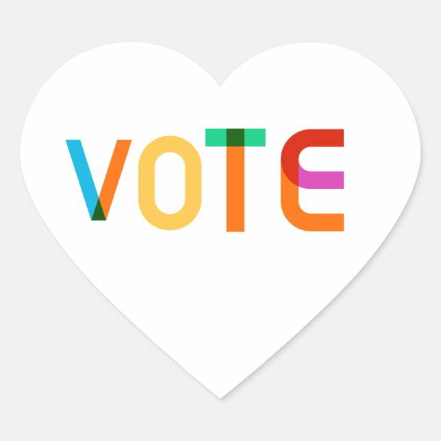 Colourful Vote Heart Sticker (Front)