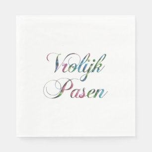 Colourful Vrolijk Pasen Dutch Language Happy Easte Napkin