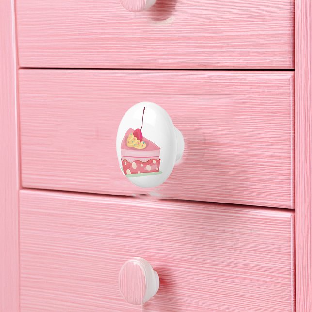 Colourful Wacky Slice of Pink Pie Illustration Ceramic Knob (Creator Uploaded)