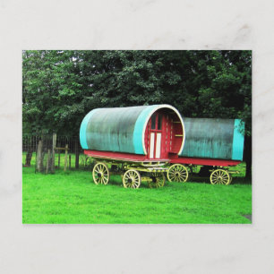 Colourful wagons.  Bunratty Village, Ireland Postcard