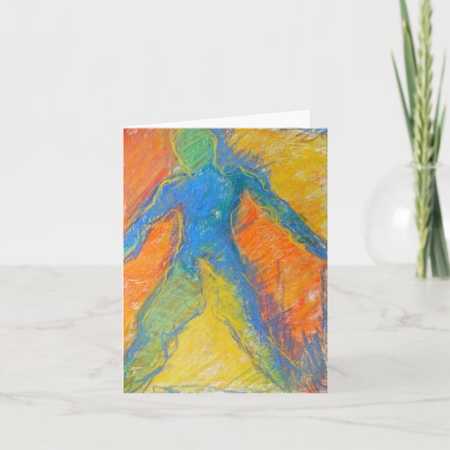 Colourful Walking Figure card (Front)