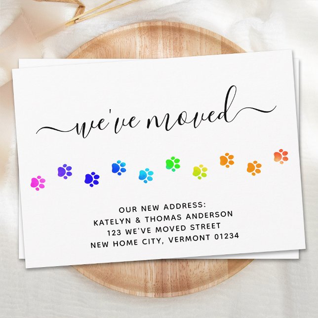 Colourful Walking Paws Personalised Moving Announcement (Creator Uploaded)