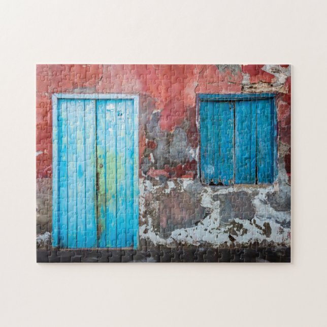 Colourful wall, door and shutters jigsaw puzzle (Horizontal)