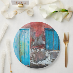 Colourful wall, door and shutters paper plate