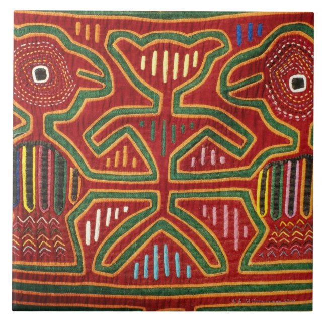 Colourful Wall Hanging of Cuna Indians 2 Tile (Front)