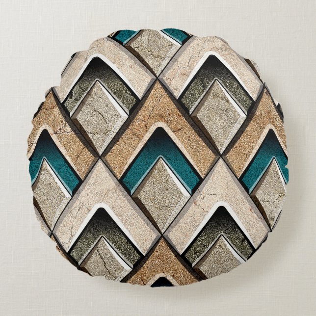 Colourful wall tile backgroundflower, digital, pat round cushion (Front)