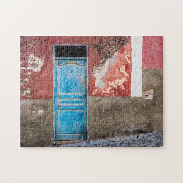 Colourful wall with blue door jigsaw puzzle (Horizontal)