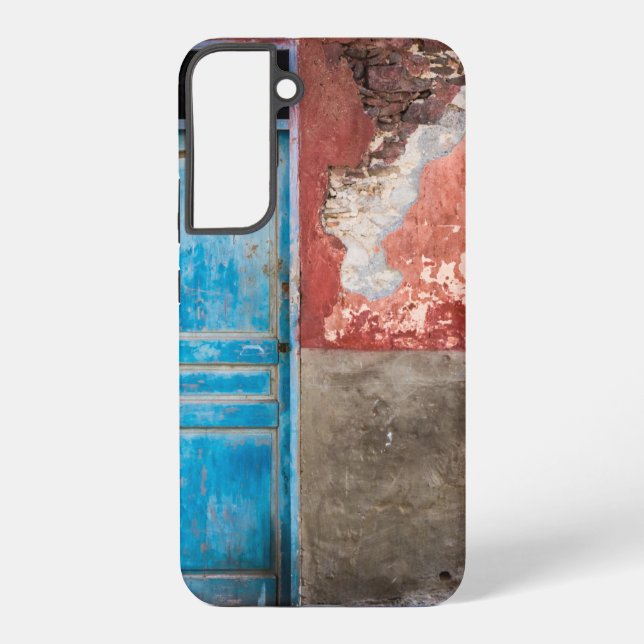 Colourful wall with blue door samsung galaxy s22+ case (Back)