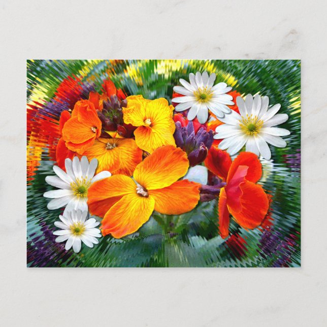 Colourful Wallflowers Postcard (Front)
