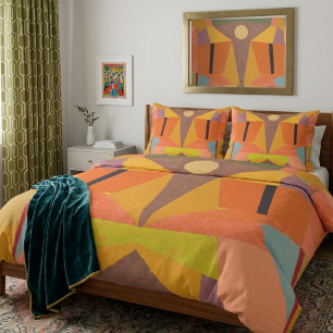 Colourful Warm Abstract Vintage Geometric Pattern Pillowcase