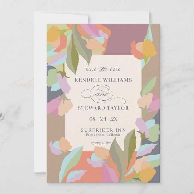 Colourful Warm Floral Elegance Boho Wedding Invitation (Front)