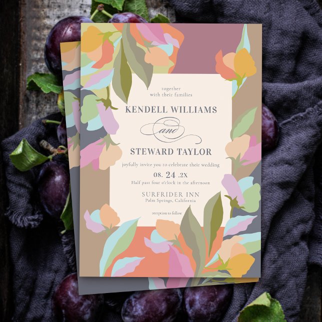 Colourful Warm Floral Elegance Boho Wedding Invitation (Creator Uploaded)