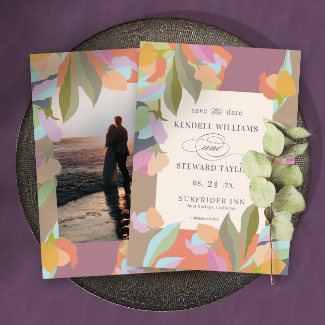Colourful Warm Floral Elegance Boho Wedding Save The Date (Creator Uploaded)