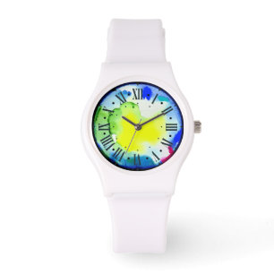 colourful watch dial in abstract watercolor look