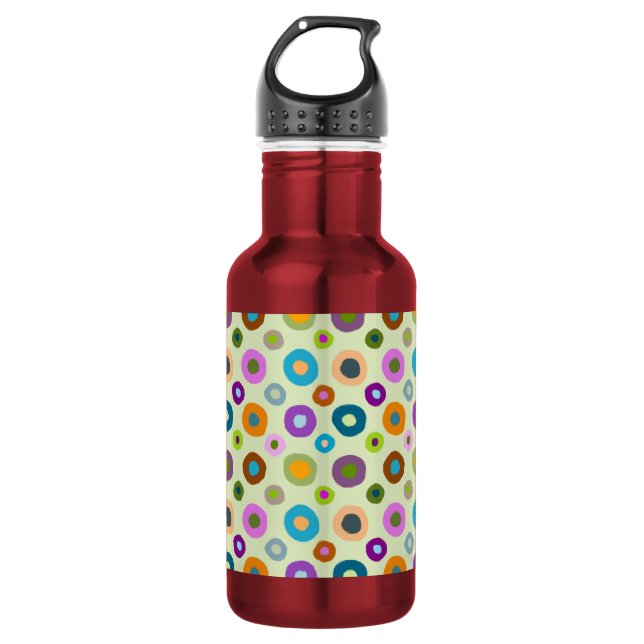 Colourful water bottle funky boho red & green (Front)